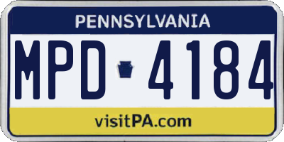 PA license plate MPD4184