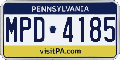 PA license plate MPD4185