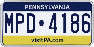 PA license plate MPD4186