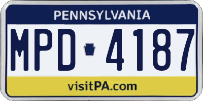 PA license plate MPD4187