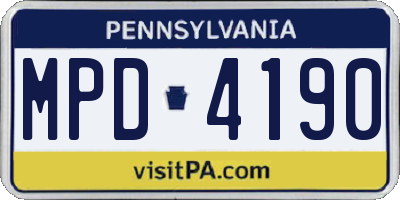 PA license plate MPD4190