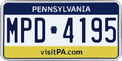PA license plate MPD4195