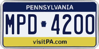 PA license plate MPD4200