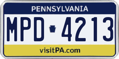 PA license plate MPD4213