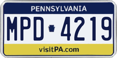 PA license plate MPD4219