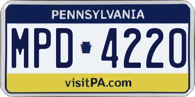 PA license plate MPD4220