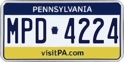 PA license plate MPD4224