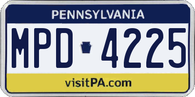 PA license plate MPD4225