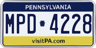 PA license plate MPD4228