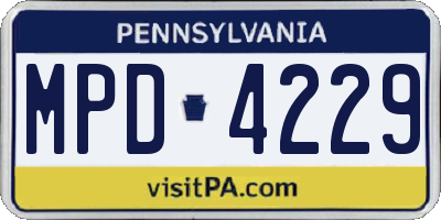 PA license plate MPD4229