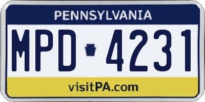 PA license plate MPD4231