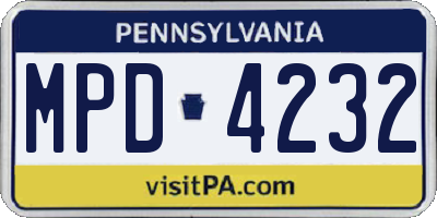 PA license plate MPD4232