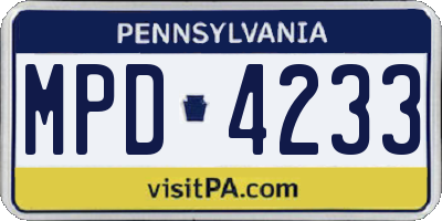 PA license plate MPD4233