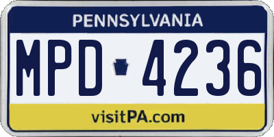 PA license plate MPD4236