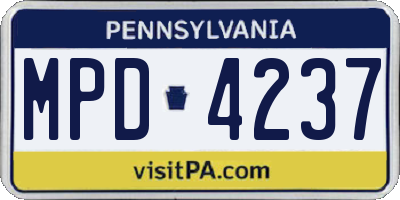 PA license plate MPD4237