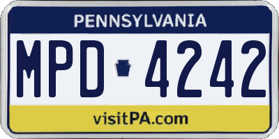 PA license plate MPD4242
