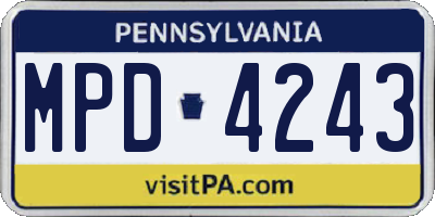 PA license plate MPD4243