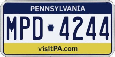 PA license plate MPD4244