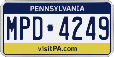 PA license plate MPD4249