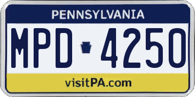 PA license plate MPD4250