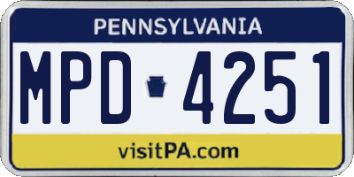 PA license plate MPD4251