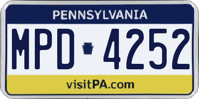 PA license plate MPD4252
