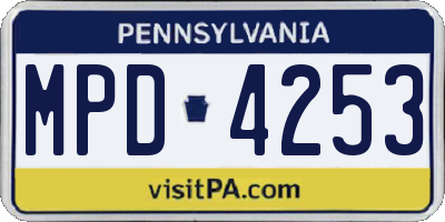 PA license plate MPD4253