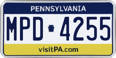 PA license plate MPD4255