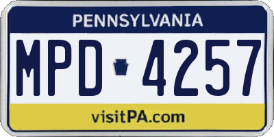 PA license plate MPD4257