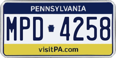 PA license plate MPD4258