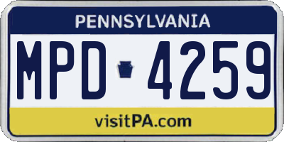 PA license plate MPD4259