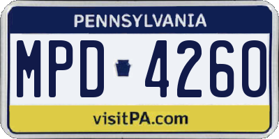 PA license plate MPD4260
