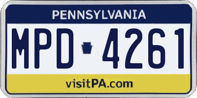 PA license plate MPD4261