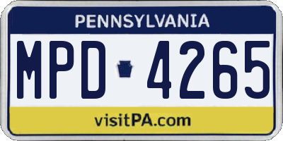 PA license plate MPD4265