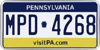 PA license plate MPD4268