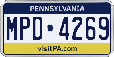 PA license plate MPD4269