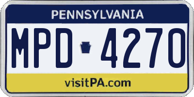 PA license plate MPD4270