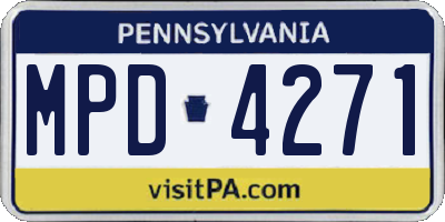 PA license plate MPD4271