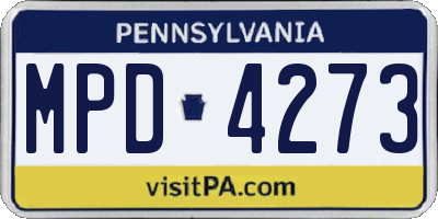 PA license plate MPD4273