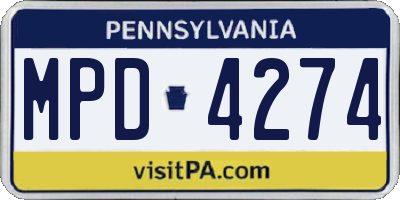 PA license plate MPD4274