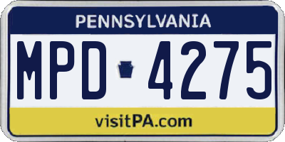 PA license plate MPD4275