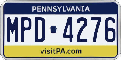 PA license plate MPD4276