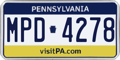 PA license plate MPD4278