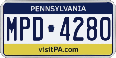 PA license plate MPD4280