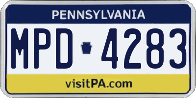 PA license plate MPD4283