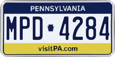 PA license plate MPD4284