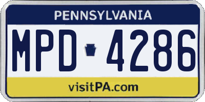 PA license plate MPD4286