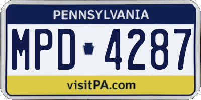 PA license plate MPD4287