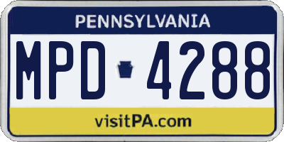 PA license plate MPD4288