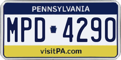 PA license plate MPD4290